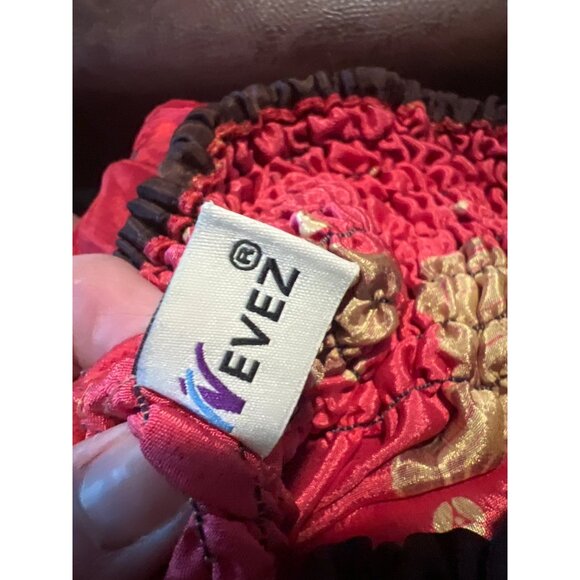 Wevez Red Silk Blend Baggy Parachute Pants ‎ Joggers Colorful Pattern Boho - Picture 2 of 7